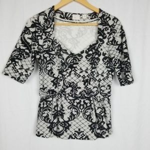 Anthropologie Postage Stamp Floral Peplum Top Sz M